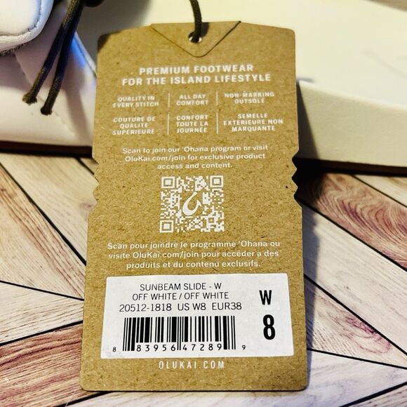 OluKai Sunbeam Slide Womens 8 Off White Comfort Sandal Beach Padded Arch Support - Picture 7 of 8